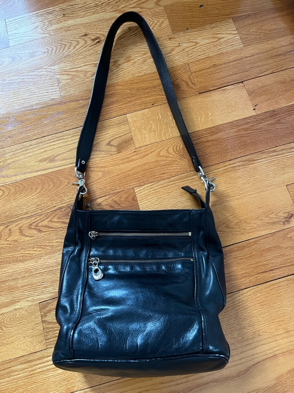 Classic Black Leather Shoulder Bag